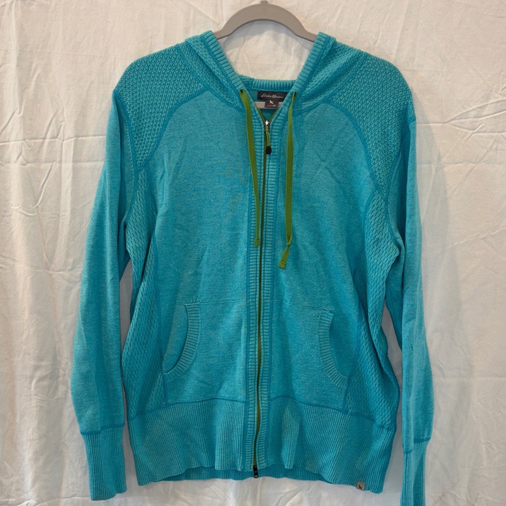 Eddie Bauer Turquoise Hoodie with Lime Accents